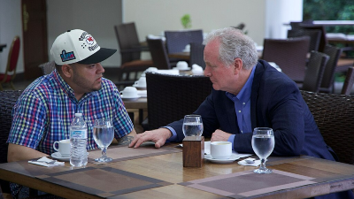 Senator Chris Van Hollen meets with illegally abducted Maryland farther Kilmar Abrego Garcia in El Salvador outside the torture prison Garcia was kidnapped to.