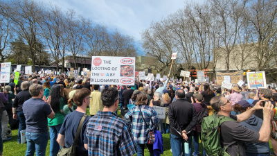 Protesters against Trump's attacks on working people